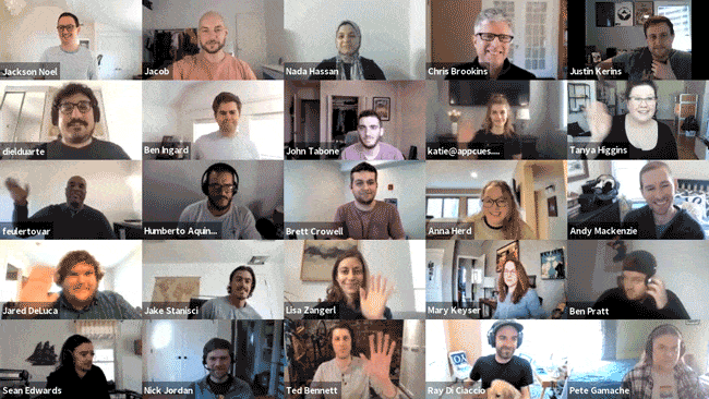 Gif of the Appcues team waving hello while on Zoom