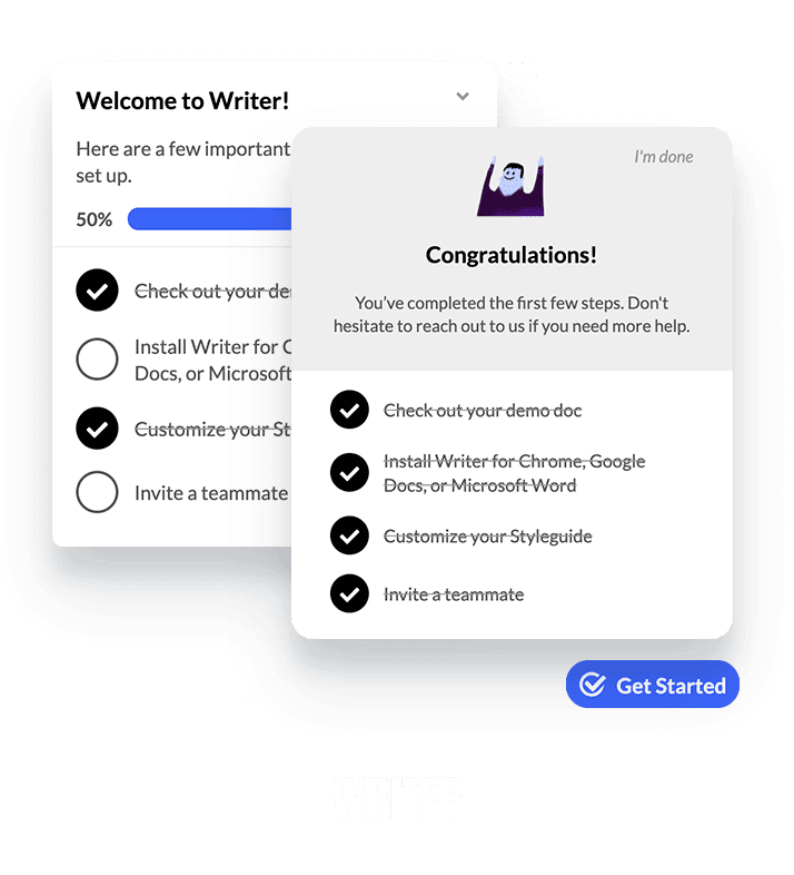 Writer checklist created within Appcues