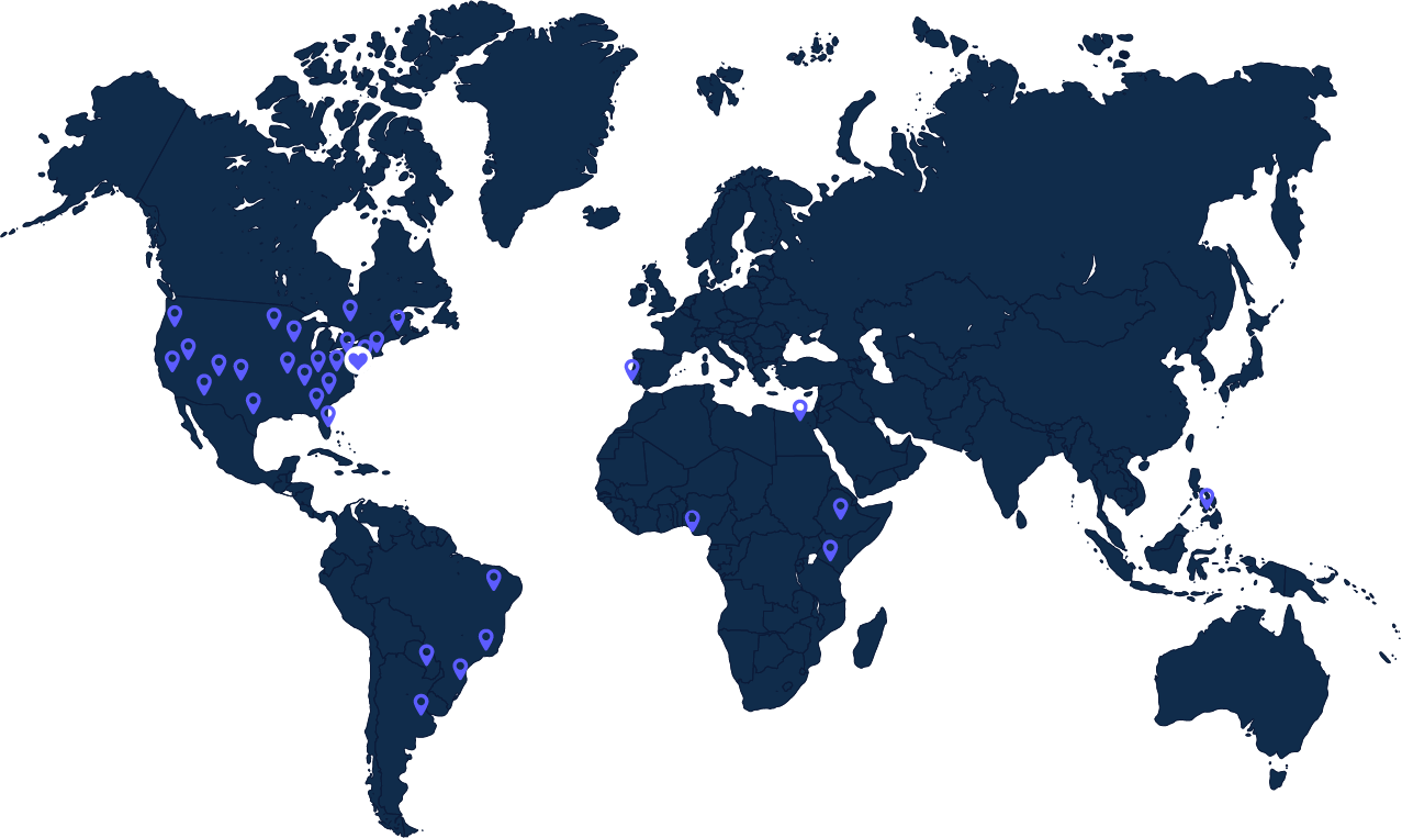 Map of all of the countries our customers are from